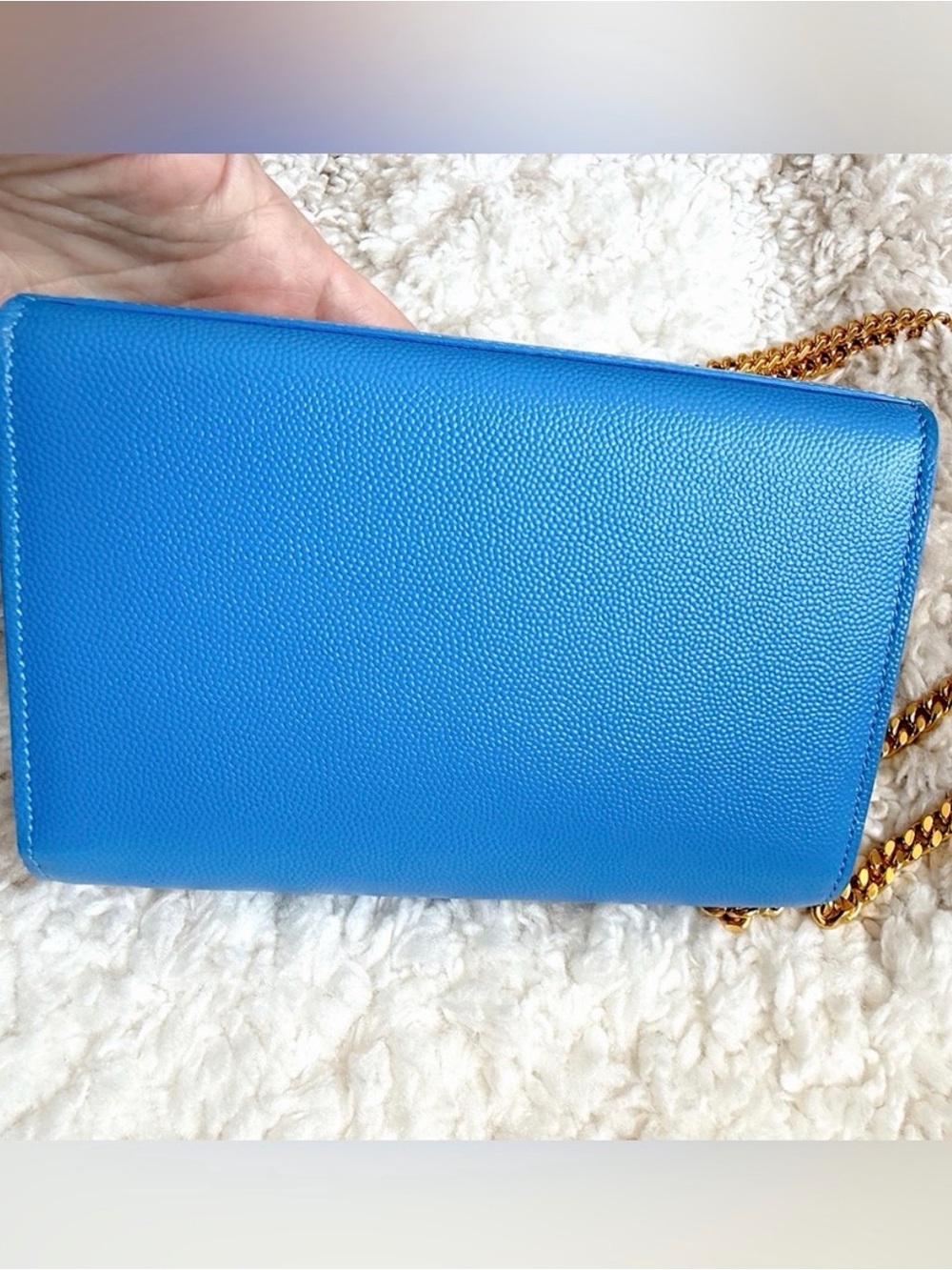 Saint Laurent YSL small Kate blue gold chain flap bag crossbody shoulder bag - Picture 6 of 14